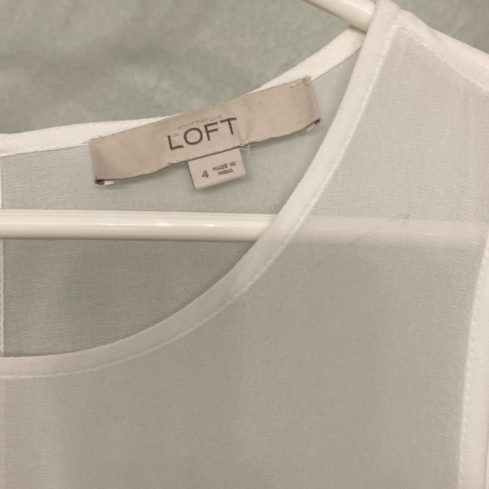 Loft Navy dress with sheer top A line size 4 - Picture 4 of 6